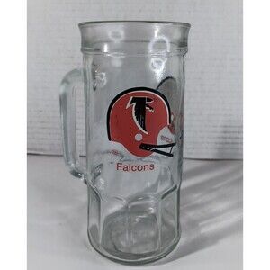 Fisher Peanuts Atlanta Falcons Glass Beer Stein Cup Mug NFL Football Vtg Helmet